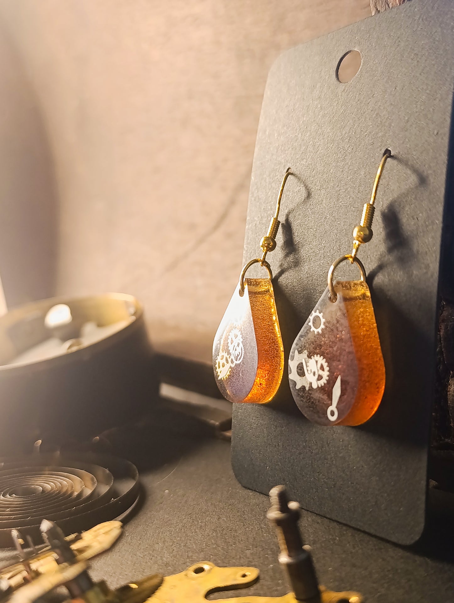 Boucles d'oreille café steampunk