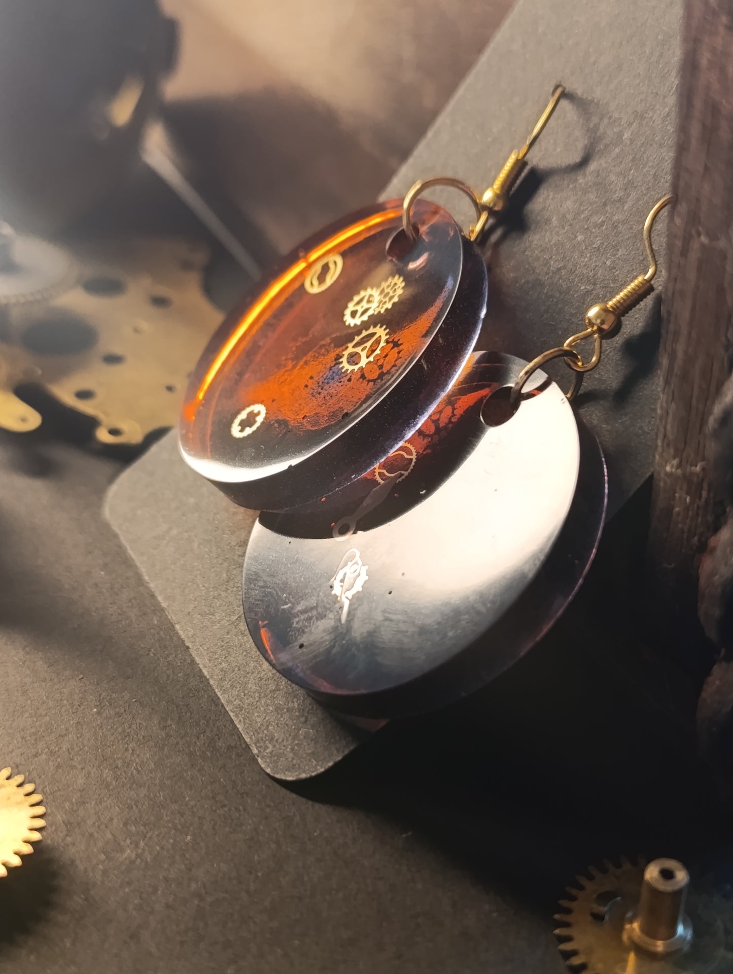boucles d'oreilles artisanales mysteampunk