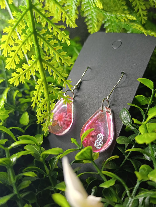 boucles doreilles steampunk roses