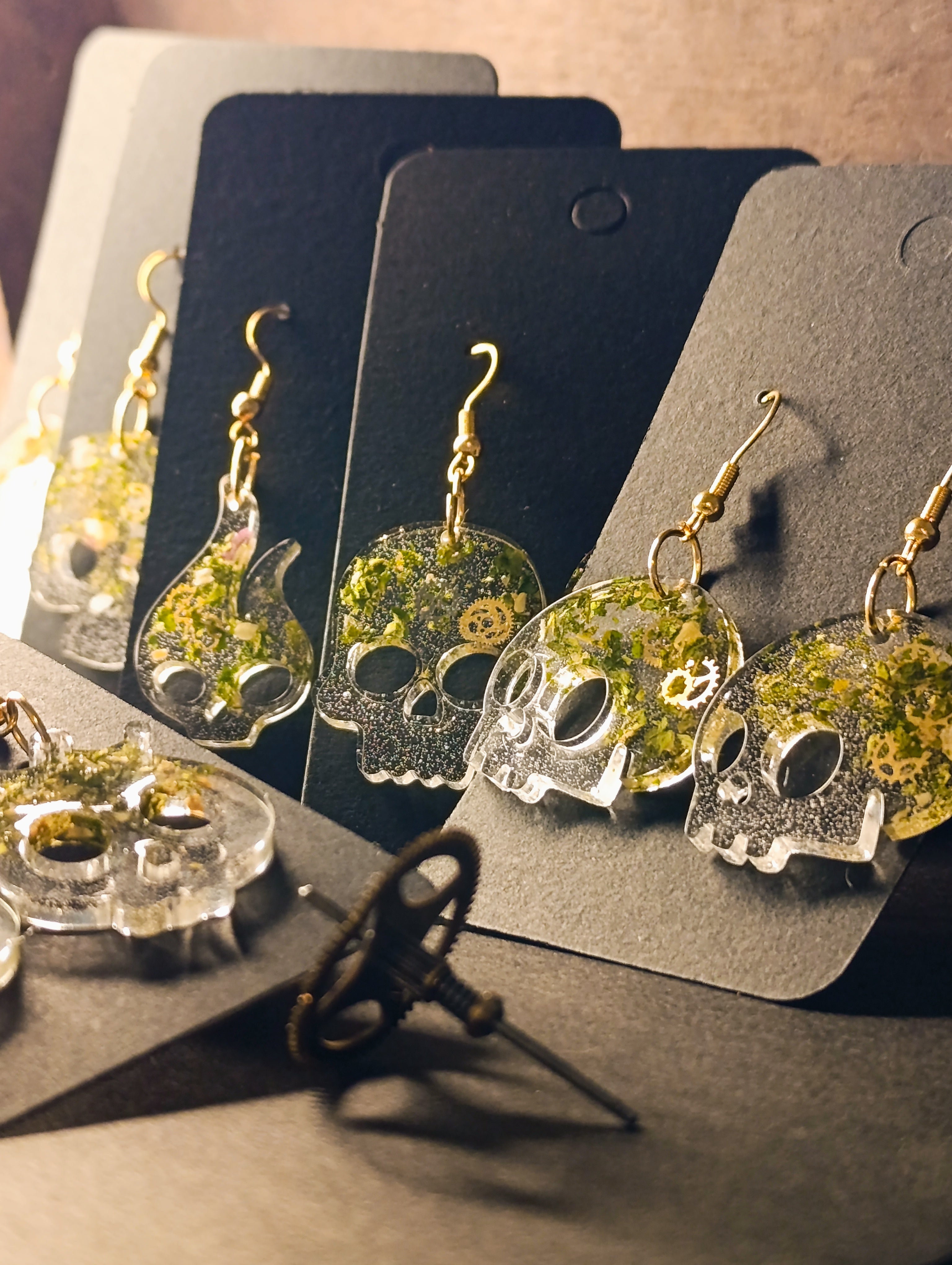 boucles d'oreilles crane steampunk