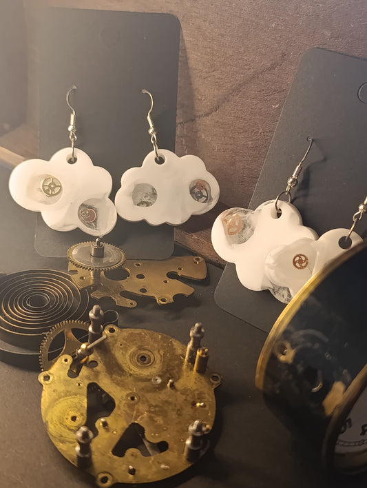 boucles d'oreilles Steampunk nuage